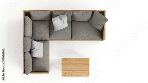 Fototapeta topview couch for architecture groundfloor with white background