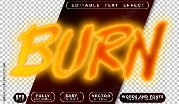Fototapeta Burn Fire Blaze Heat  Inferno Fully Editable Vector Text File