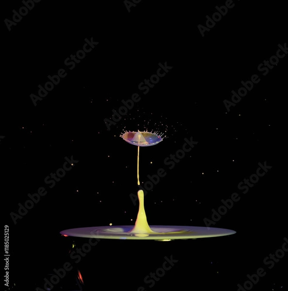 Obraz coloured drop splash on black background with copyspace 