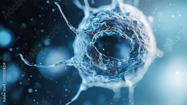 Fototapeta Representation of a cell under a microscope showcasing intricate structures and fluid dynamics in a scientific setting