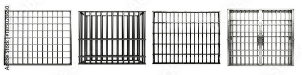 Obraz Metal prison bars isolated on transparent background, Set of