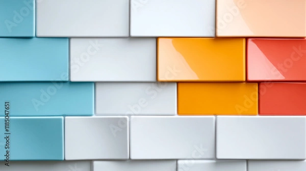 Fototapeta Exploring the Harmony of Soft Shadows and Geometric Forms in Vibrant Rectangular Patterns