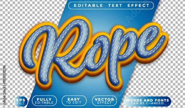 Fototapeta Rope Knot Cartoon Blue Fully Editable Vector Text File