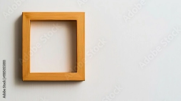 Fototapeta A simple wooden picture frame sits against a plain wall, ready to display artwork or a photo.