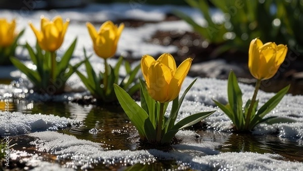 Obraz spring background with snow melted