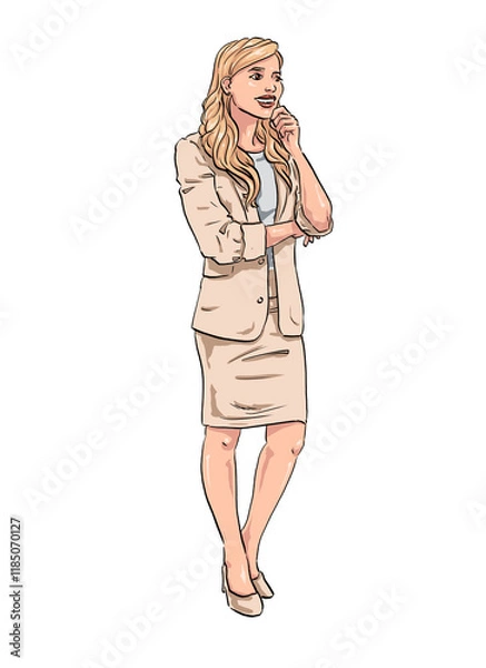 Obraz Handmade Illustration of beautiful Woman standing and looking interested 01