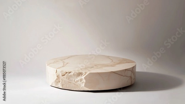 Fototapeta A Round White Object Sitting on Top of a White Surface - Generative AI