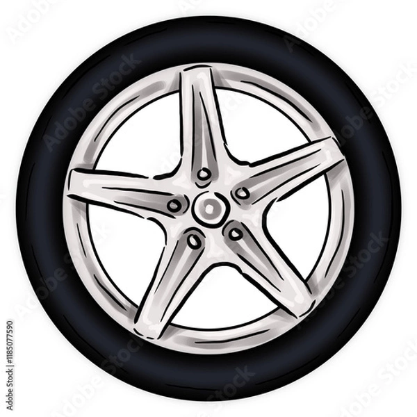 Obraz Sketchy Illustration of a Car Wheel