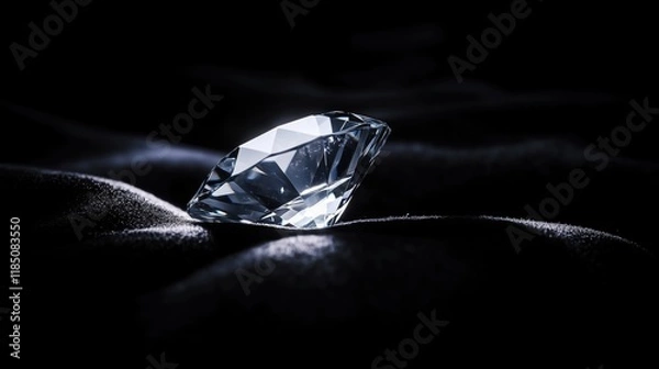 Fototapeta A Close up of a Diamond Sitting on Top of a Black Cloth - Generative AI