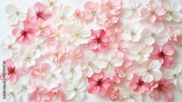 Fototapeta Delicate White and Pink Blossoms Arranged on Soft Background