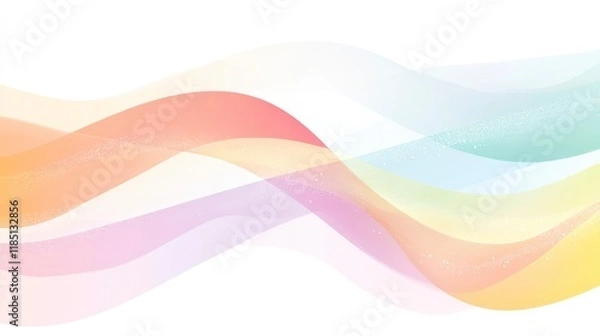 Fototapeta Beautiful abstract wave technology background with light violet, red and green, digital wave effect, corporate concept on white background