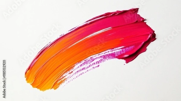 Fototapeta Colorful brush stroke oil paint isolated on white background in yellow and red colors. Creative background or logo concept