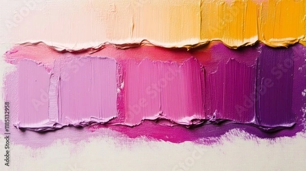 Fototapeta Art background texture in lavender, pink, violet and yellow tones, brush strokes with oil paints on canvas. Concept of creating an artwork