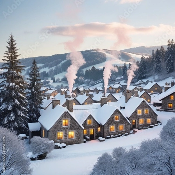 Obraz snow covered house