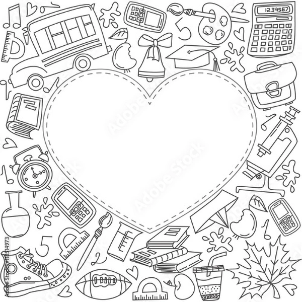 Fototapeta Background back to school doodles