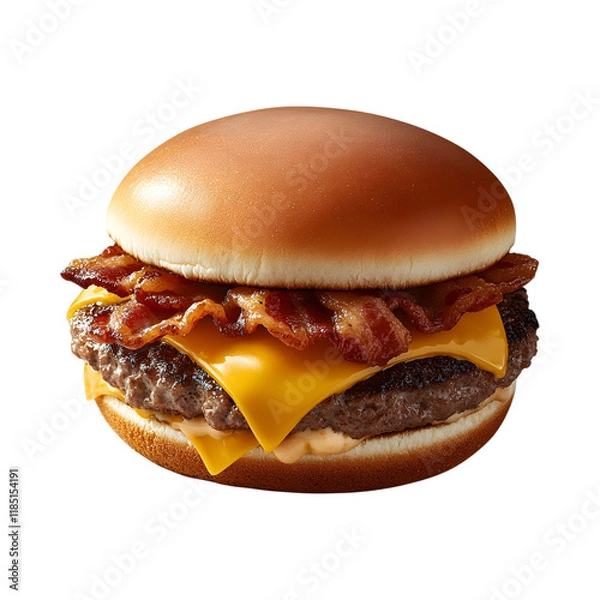 Fototapeta Bacon Cheeseburger on transparent background