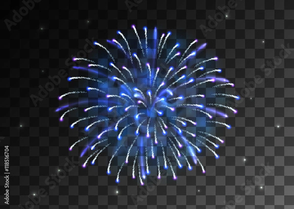 Obraz VECTOR eps 10. Glowing collection. Blue and golden Firework, light effects isolated and grouped. Shining elements and stars.
