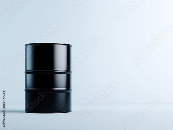 Obraz  a Sole Black Oil Barrel Against a Crisp White Background