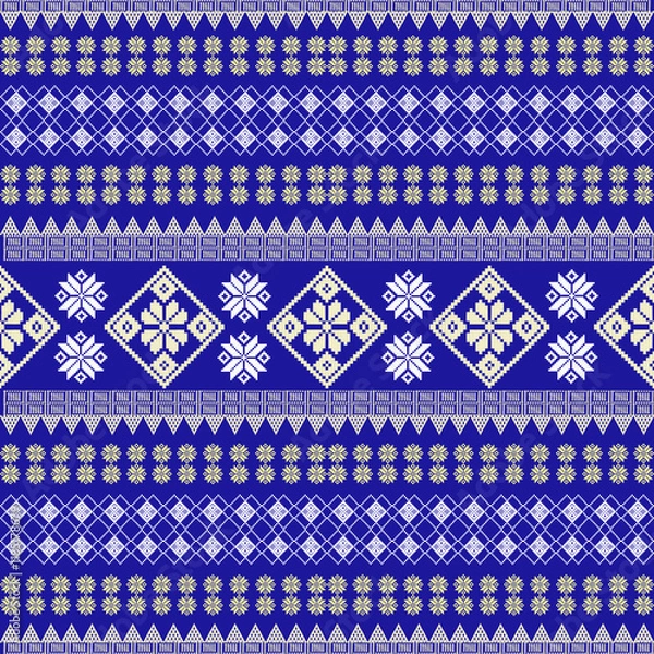 Obraz fabric pattern design blue background.