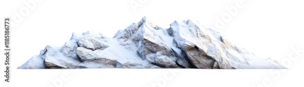 Fototapeta A majestic snowy mountain peak, isolated transparent background