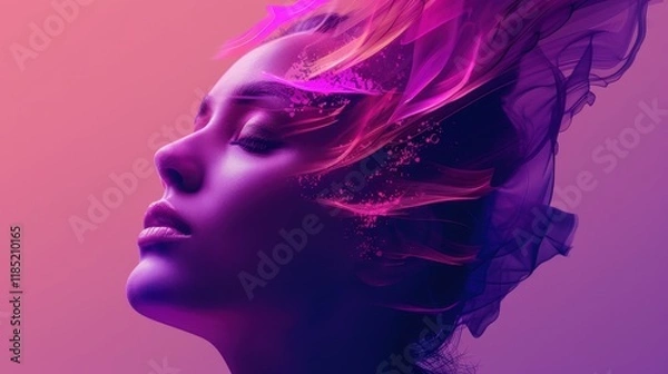 Fototapeta Futuristic concept of AI automating stock photo generation with colorful abstract visuals.