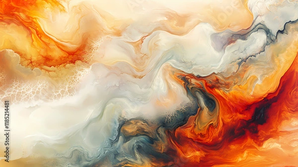 Fototapeta The fractal image. installation. flyleaf. art-object. abstract painting. the texture of the packaging. Flameleaf. Illustration