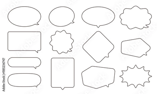 Fototapeta レトロな吹き出しセット、ポップアート スタイル、ビンテージ デザイン - ストック ベクター