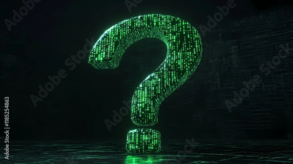 Fototapeta Technological decryption behind the digital question mark
