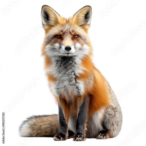 Fototapeta A realistic depiction of a fox in a sitting position.