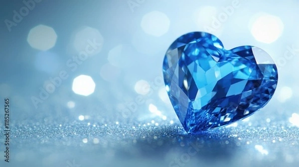 Obraz a blue heart shaped diamond on a shiny surface
