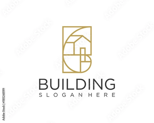 Fototapeta Line art building logo