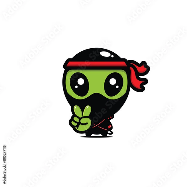 Fototapeta alien ninja chibi mascot character