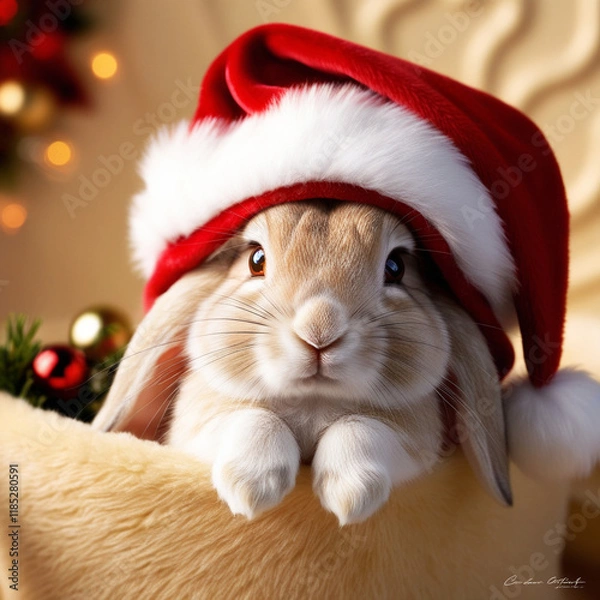 Obraz Rabbit Santa Claus토끼 산타클로스 Generative AI