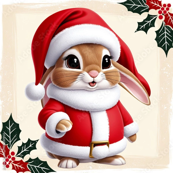 Obraz Rabbit Santa Claus토끼 산타클로스 Generative AI