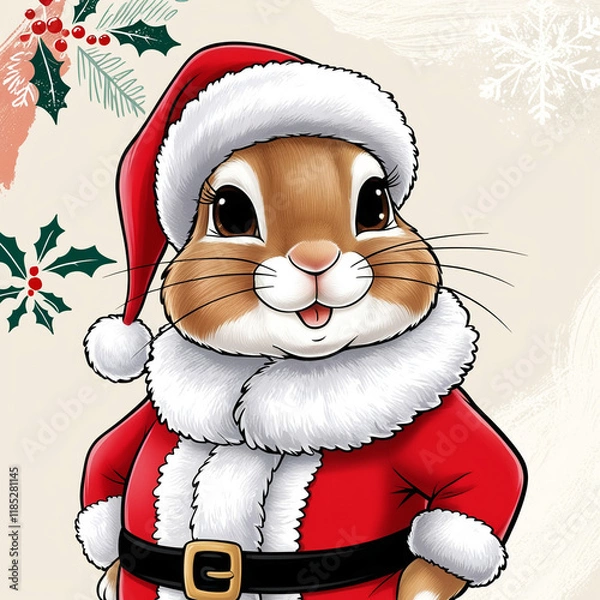 Fototapeta Rabbit Santa Claus토끼 산타클로스 Generative AI