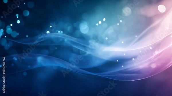 Fototapeta Abstract Blue and Pink Wave Background with Lights