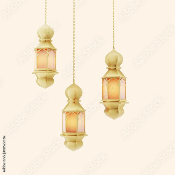 Obraz 3D Golden Lantern Arabic Lamp Decoration