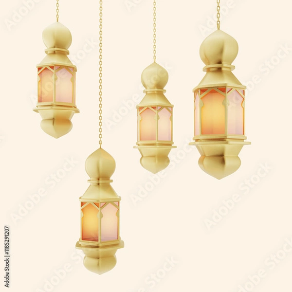 Obraz 3D Golden Lantern Arabic Lamp Decoration