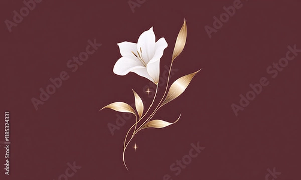 Fototapeta white flower on a red background-generative ai