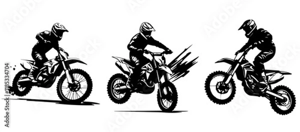 Obraz silhouettes of man riding on motocross vector design