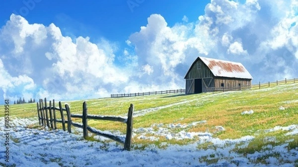 Obraz landscape with fence