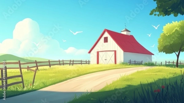 Obraz landscape with church