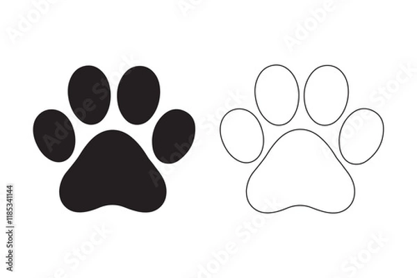 Fototapeta paw icons vector print art isolated on a white background. Dog paw icons silhouette vector art illustration