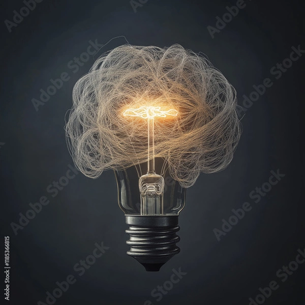 Fototapeta Unraveling the Mind: Brain as Threads Transforming into Clarity