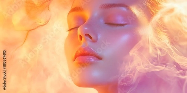 Fototapeta Serene Face in Warm Hues Abstract Background Illustration