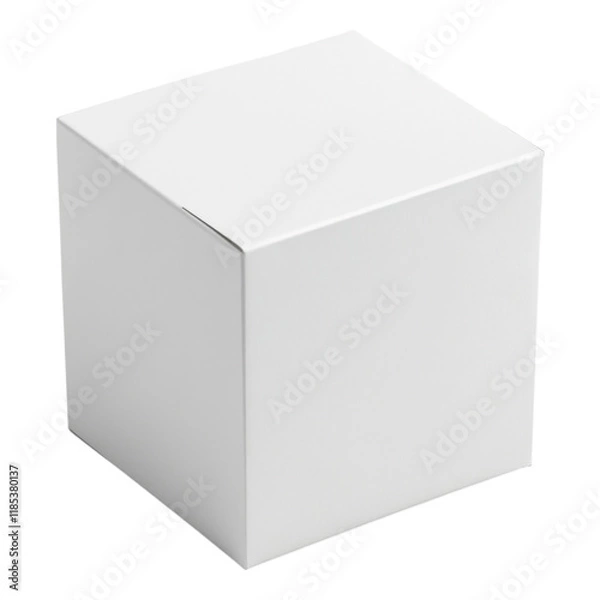 Fototapeta White Paper Box with Label, simple and elegant design, ideal for product packaging, enhances branding and presentation.