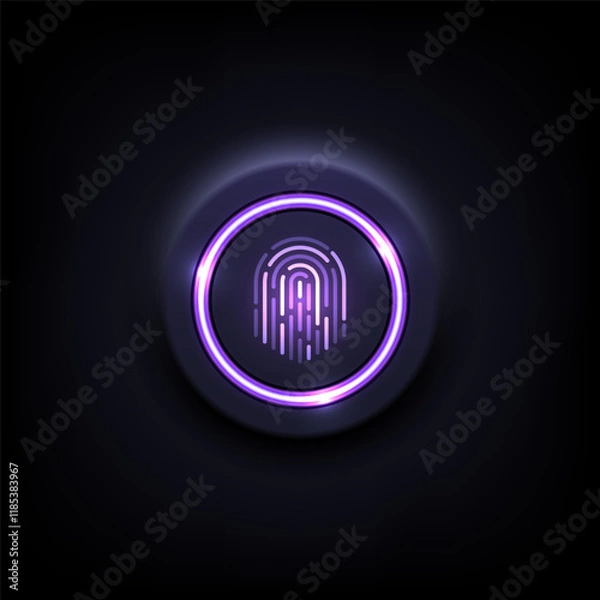 Fototapeta Abstract background with purple fingerprint touch screen