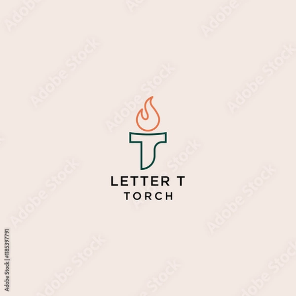 Obraz 
Torch vector logo design with T letter