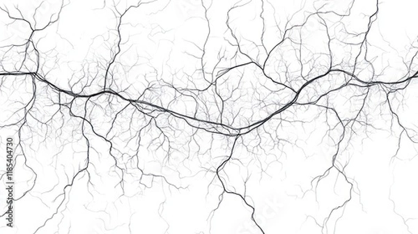 Fototapeta Abstract image of branching, vein-like network on white background.