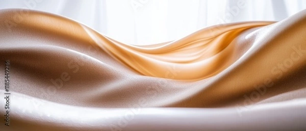 Fototapeta Elegant Beige and Brown Silk Drape  Luxury Fabric Texture Background
